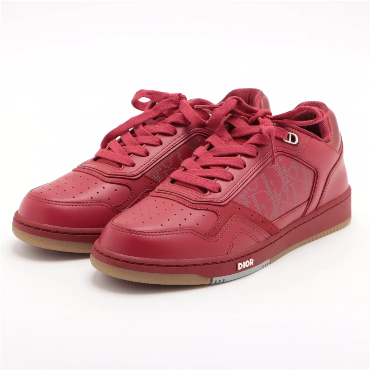Dior Oblique Leather Trainers 41  Red NV0421