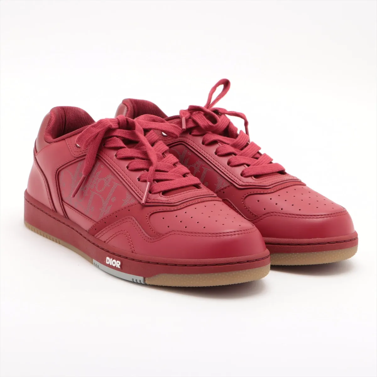 Dior Oblique Leather Trainers 41  Red NV0421