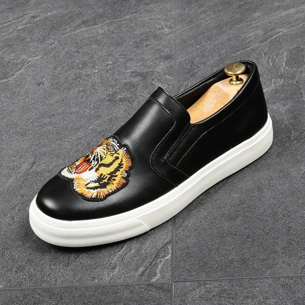 Embroidered Casual Slip-On Loafer Shoes For Men