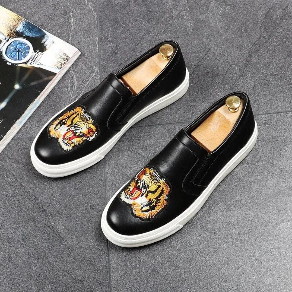 Embroidered Casual Slip-On Loafer Shoes For Men