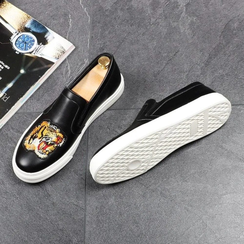 Embroidered Casual Slip-On Loafer Shoes For Men