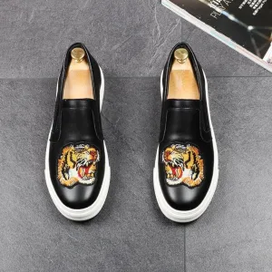 Embroidered Casual Slip-On Loafer Shoes For Men