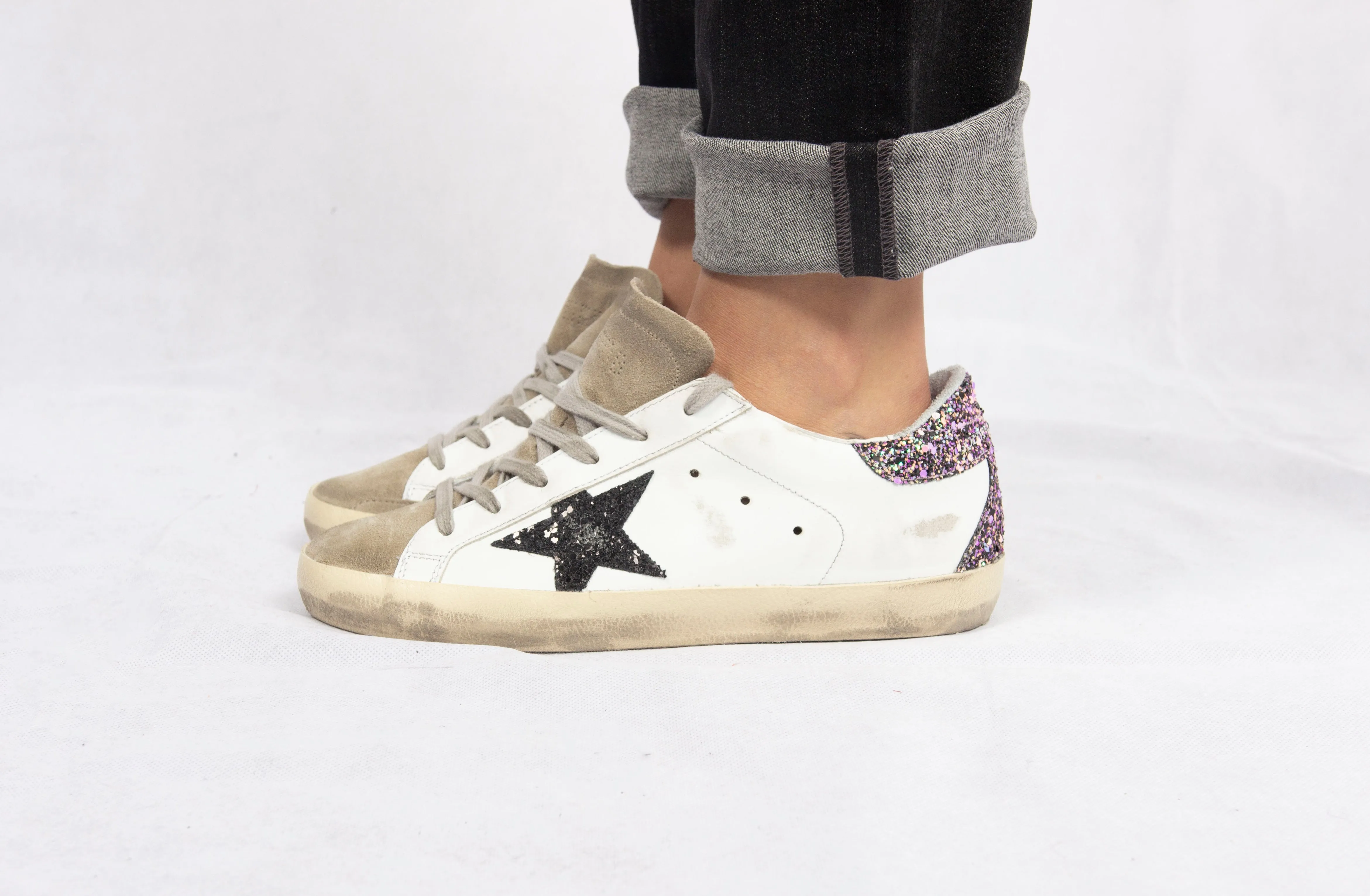 GG Superstar Trainers with Glitter Heel in Fuxia Mix