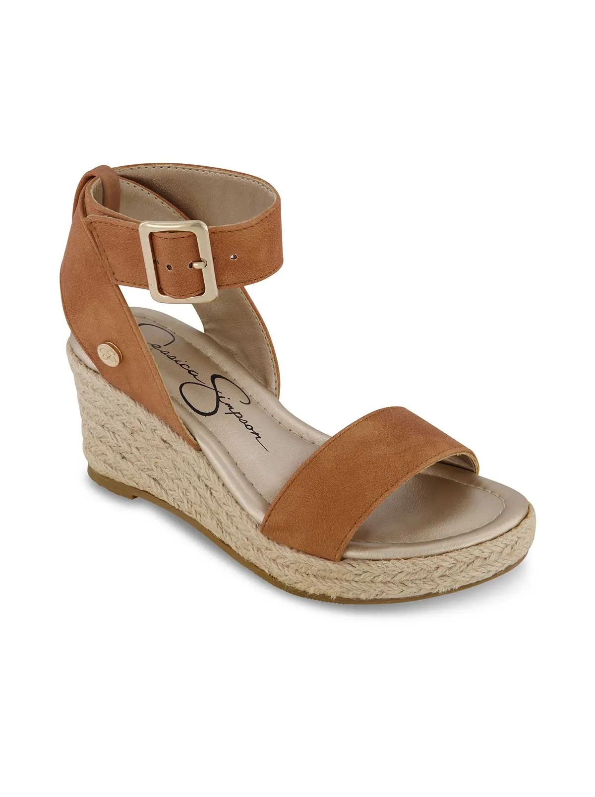 Girls' Asha Cuff Wedge Sandals in Cognac