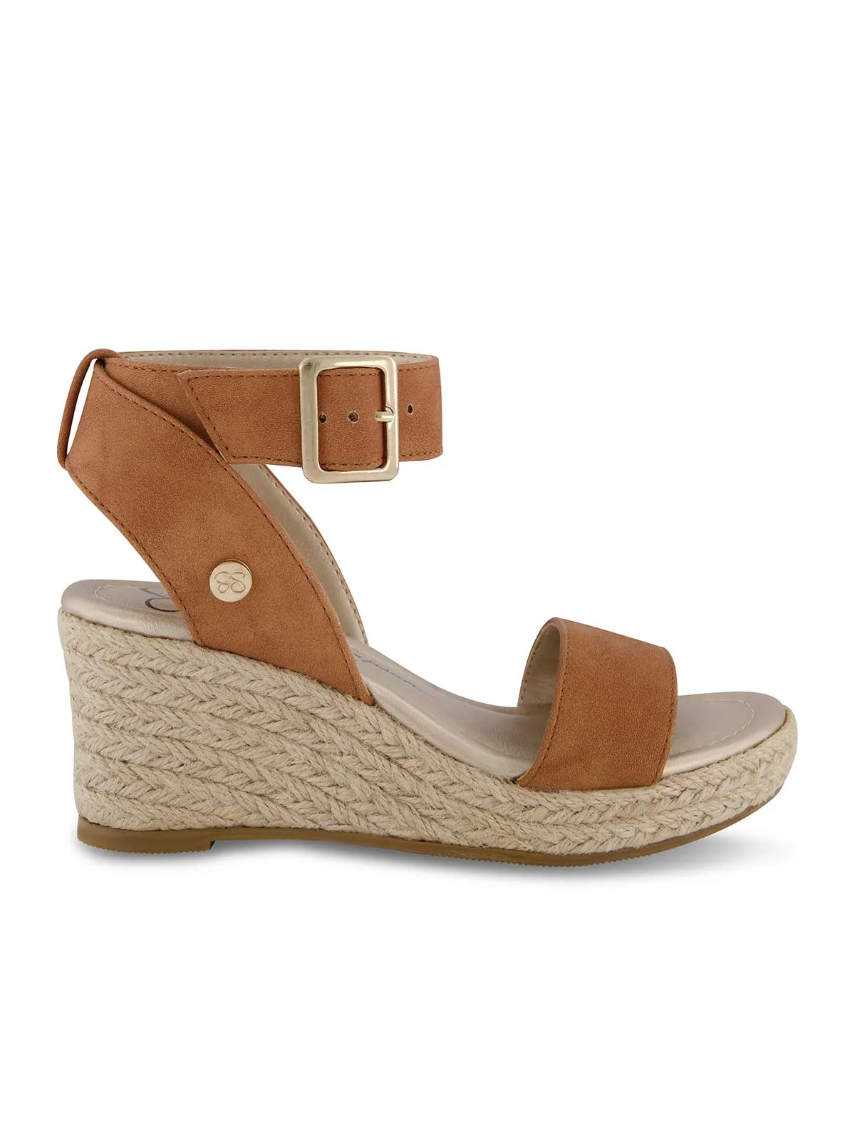 Girls' Asha Cuff Wedge Sandals in Cognac