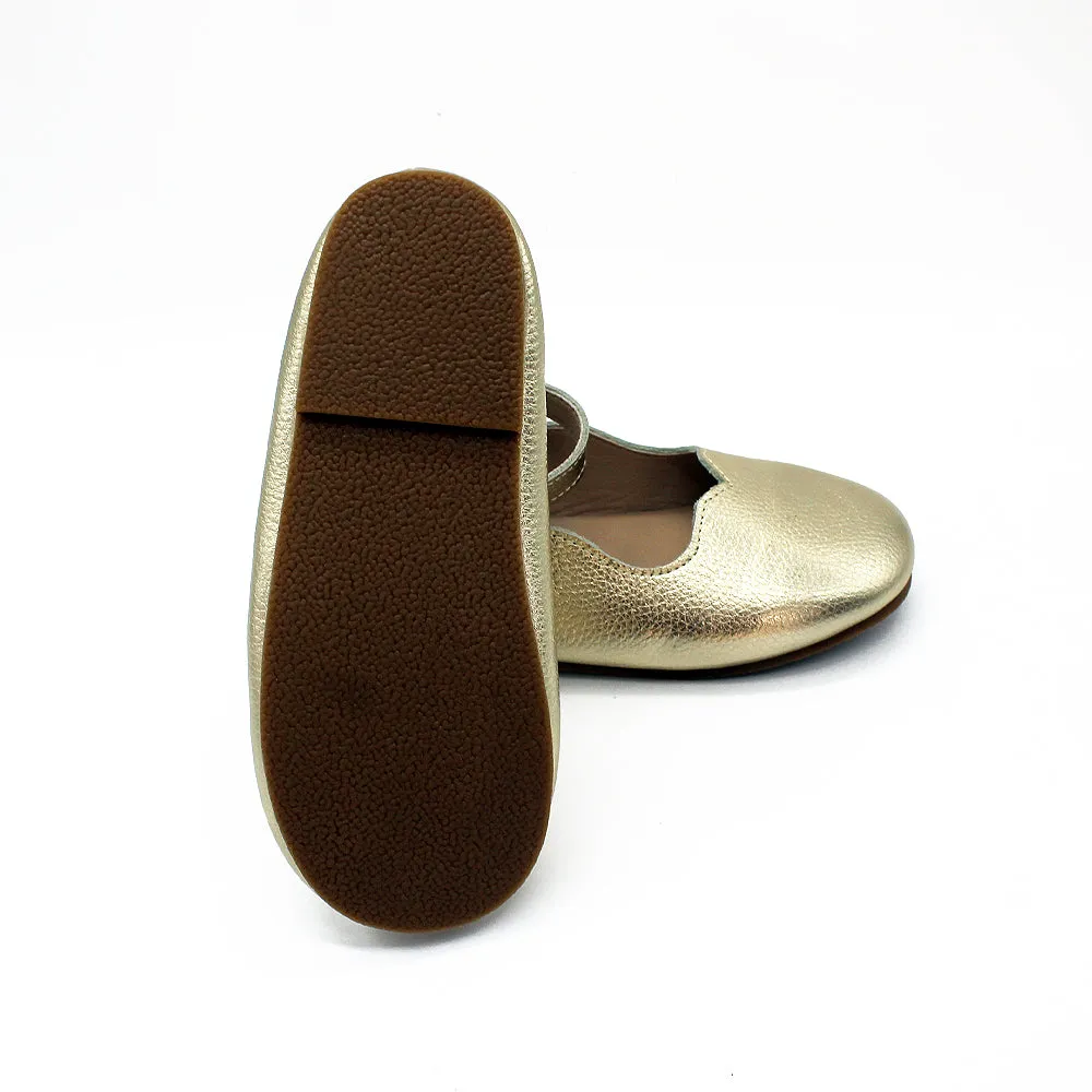 Gold Leather Mary Janes