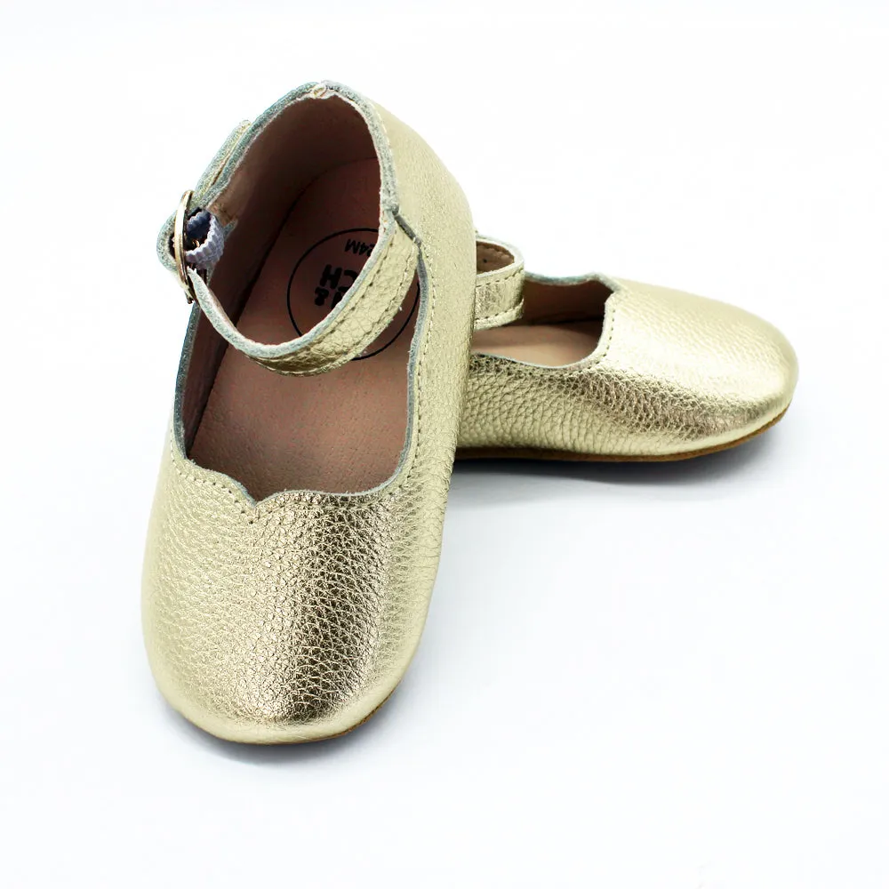 Gold Leather Mary Janes