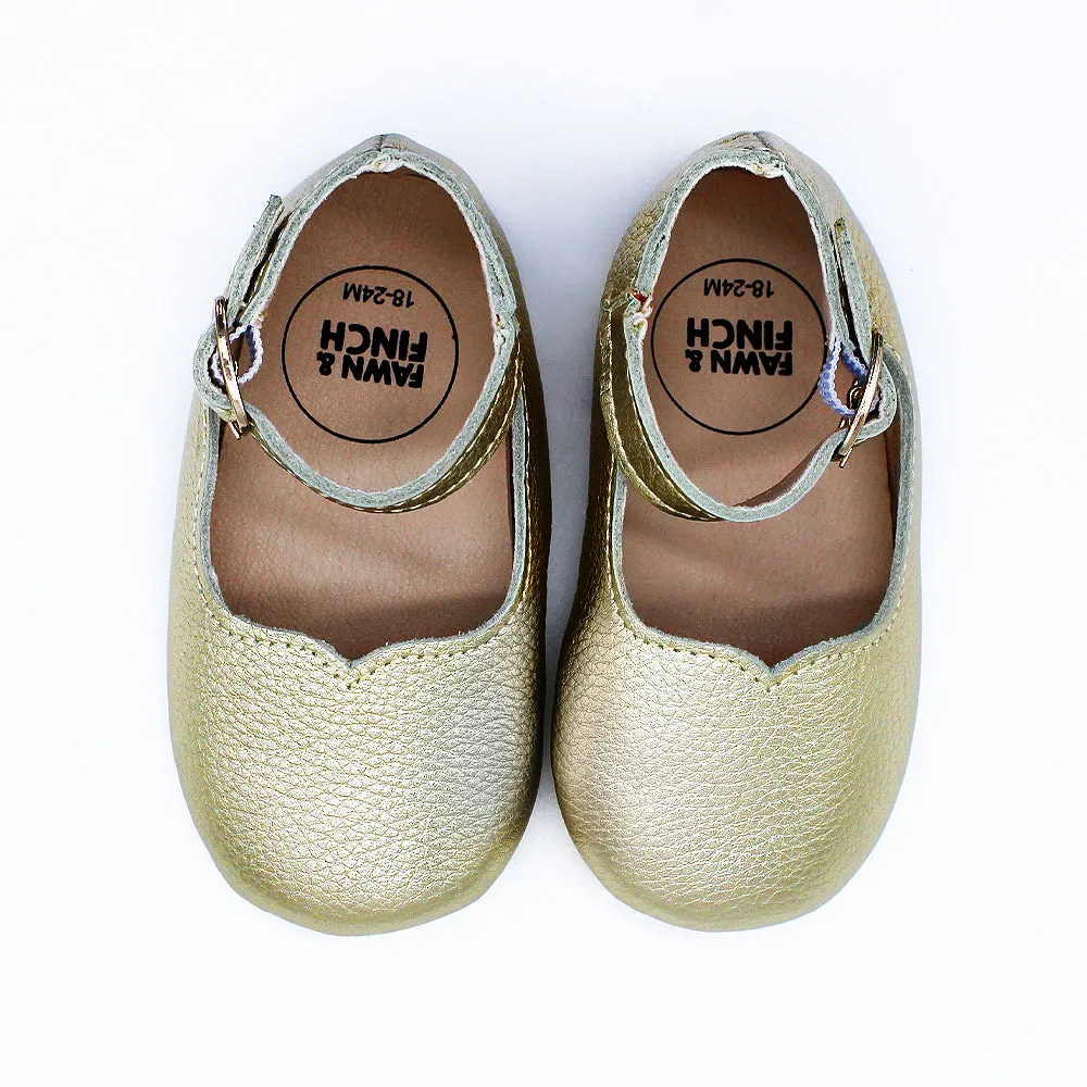 Gold Leather Mary Janes