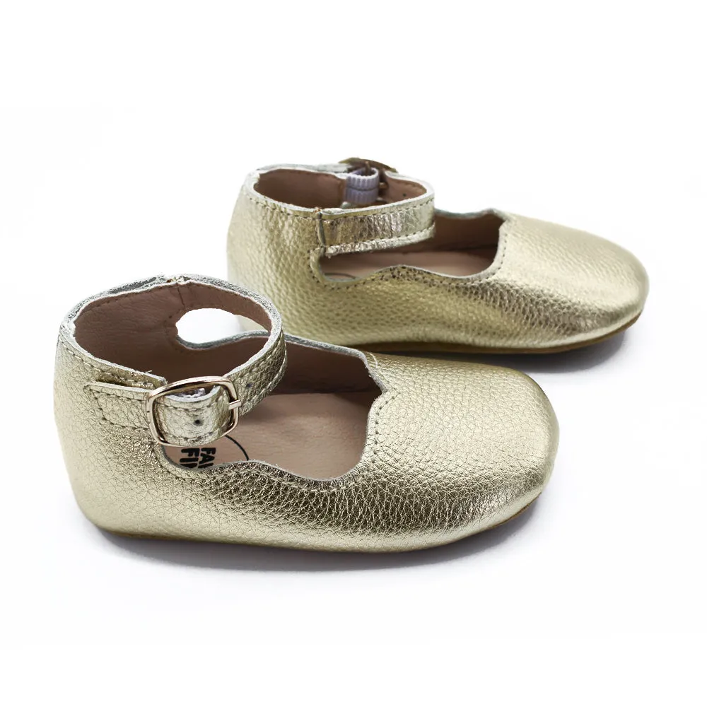Gold Leather Mary Janes