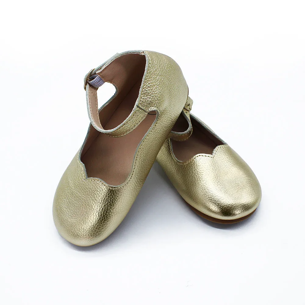 Gold Leather Mary Janes
