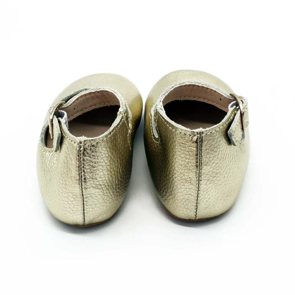 Gold Leather Mary Janes