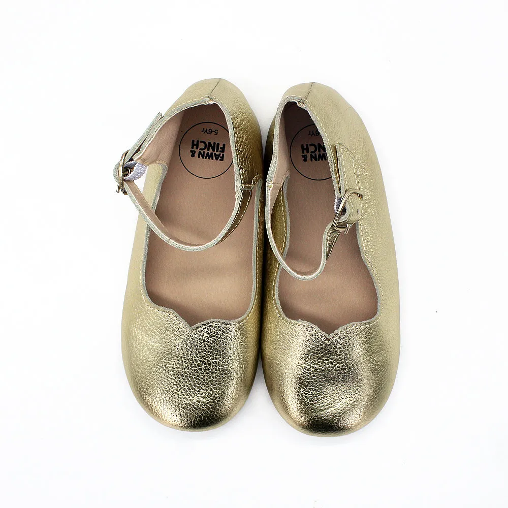 Gold Leather Mary Janes