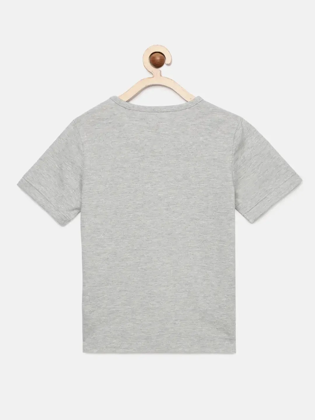 Grey Heather Ball Printed Round Neck Cotton T-shirt