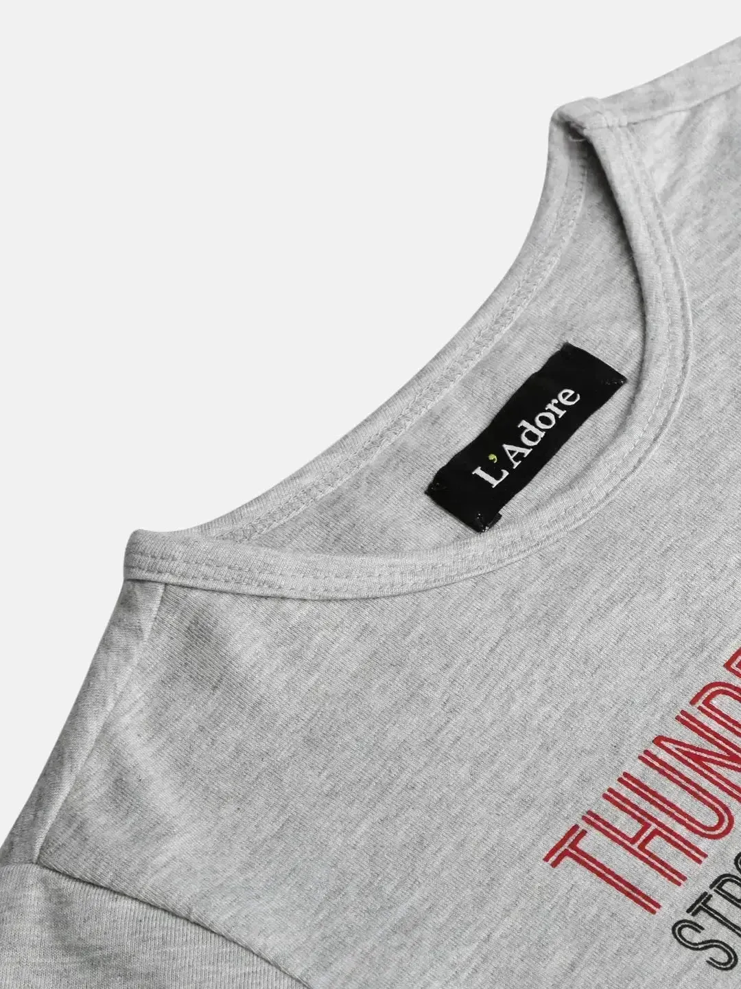 Grey Heather Ball Printed Round Neck Cotton T-shirt