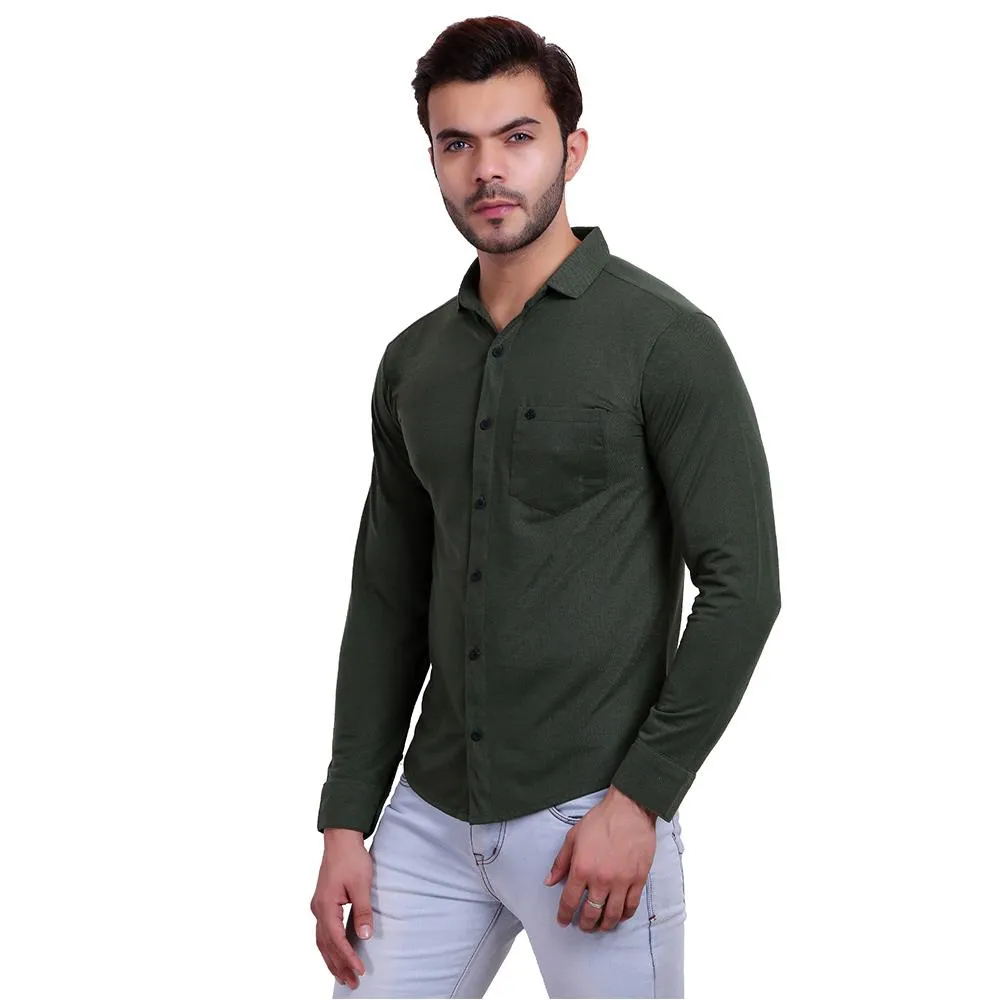 HiFlyers Men Polo Neck Solid Shirtdark Green
