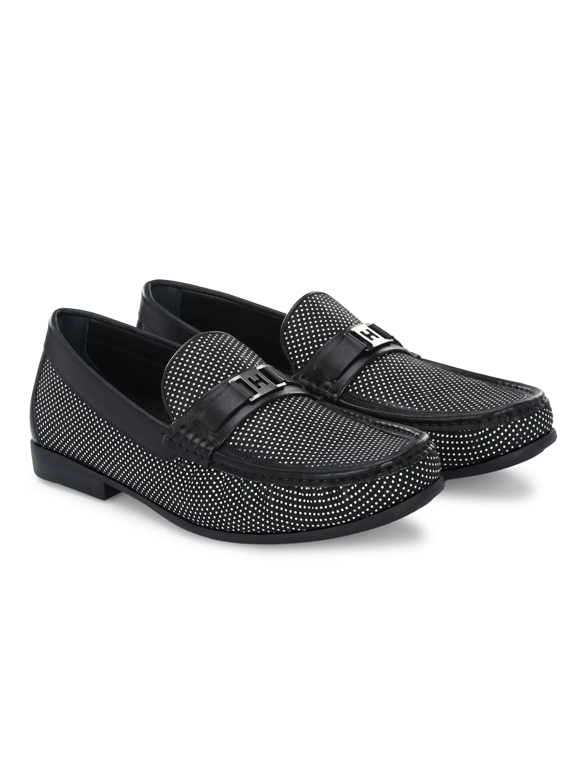 HITZ5345 Men's Black Leather Casual Loafers