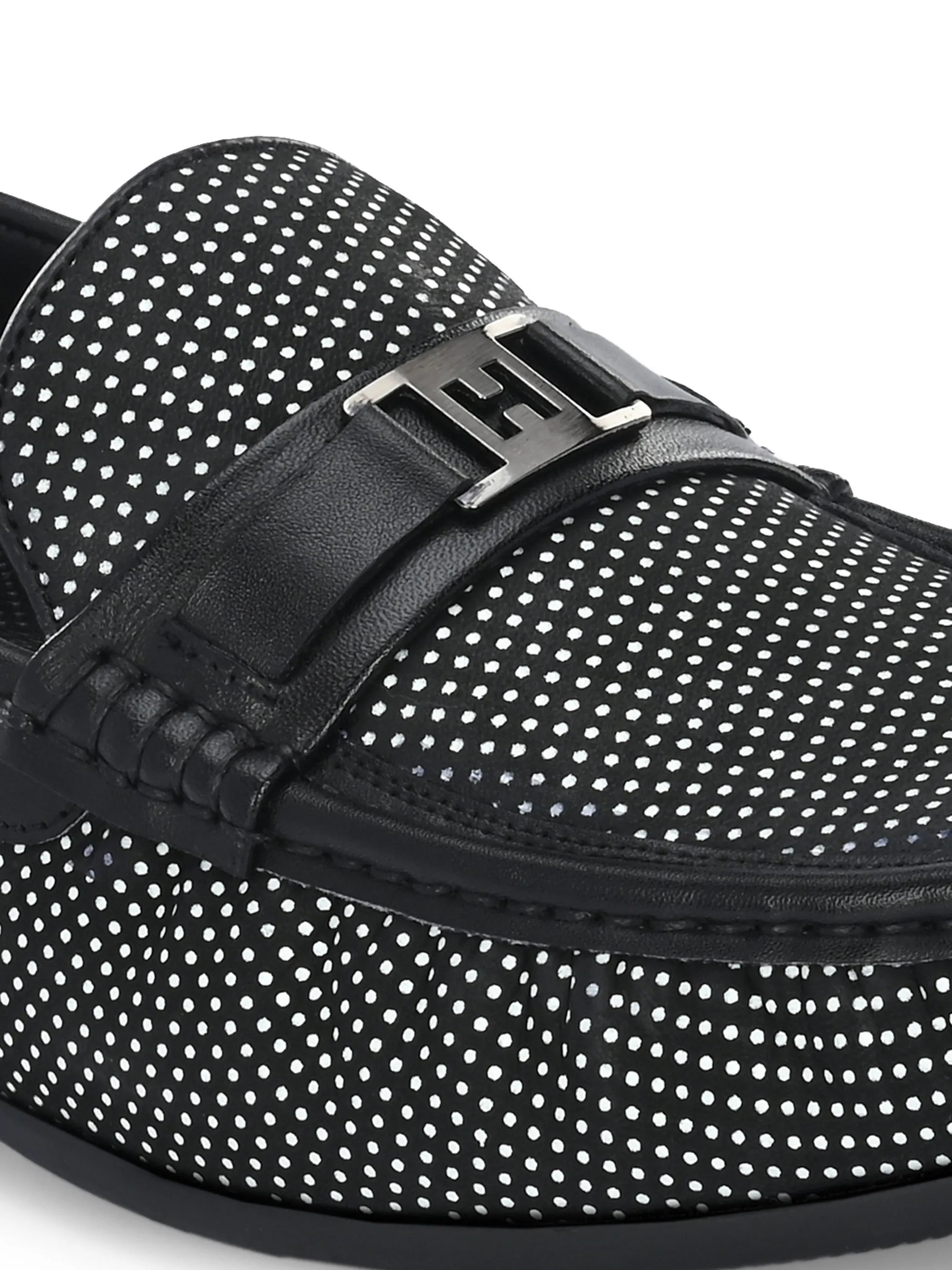 HITZ5345 Men's Black Leather Casual Loafers