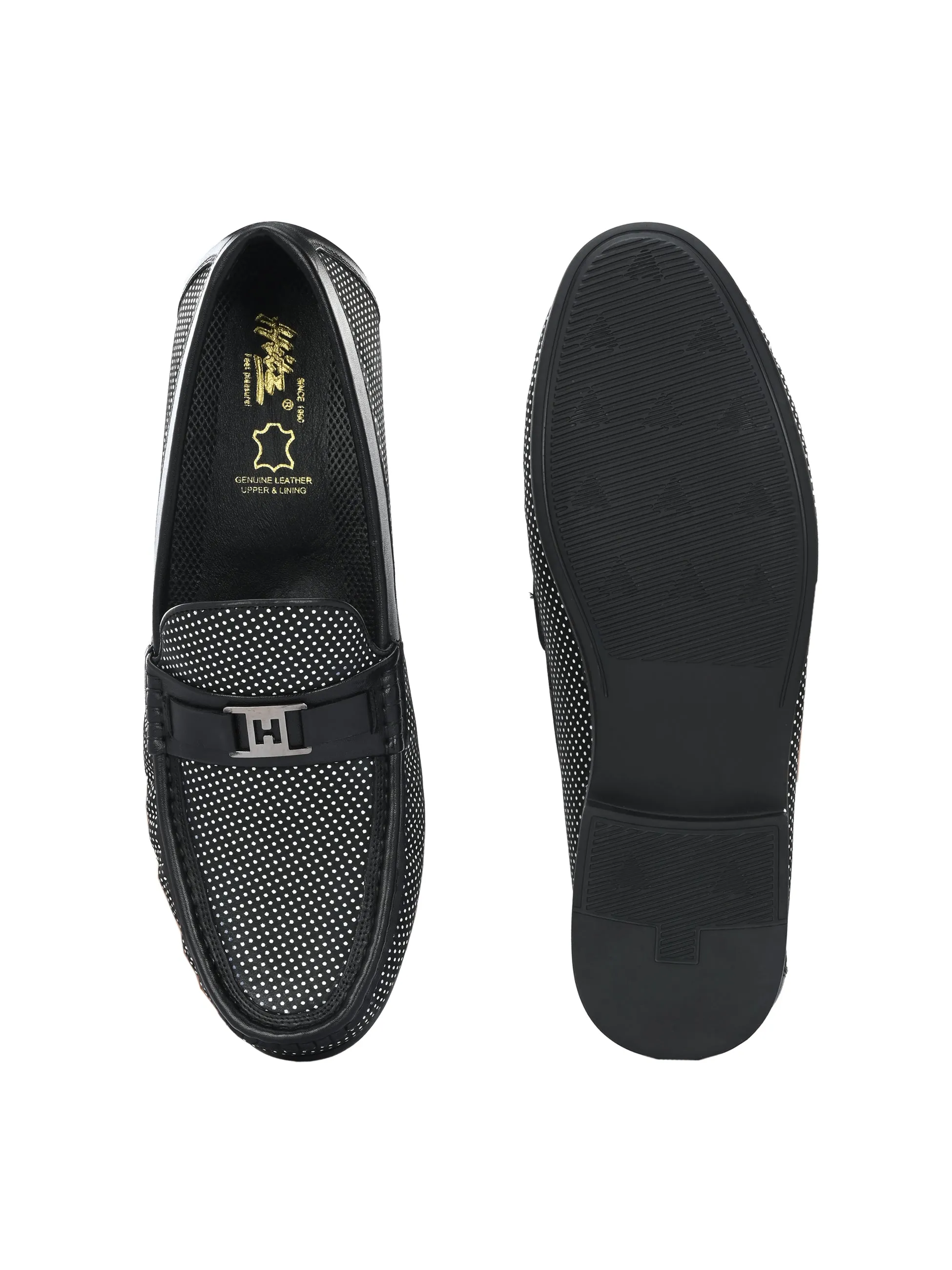HITZ5345 Men's Black Leather Casual Loafers
