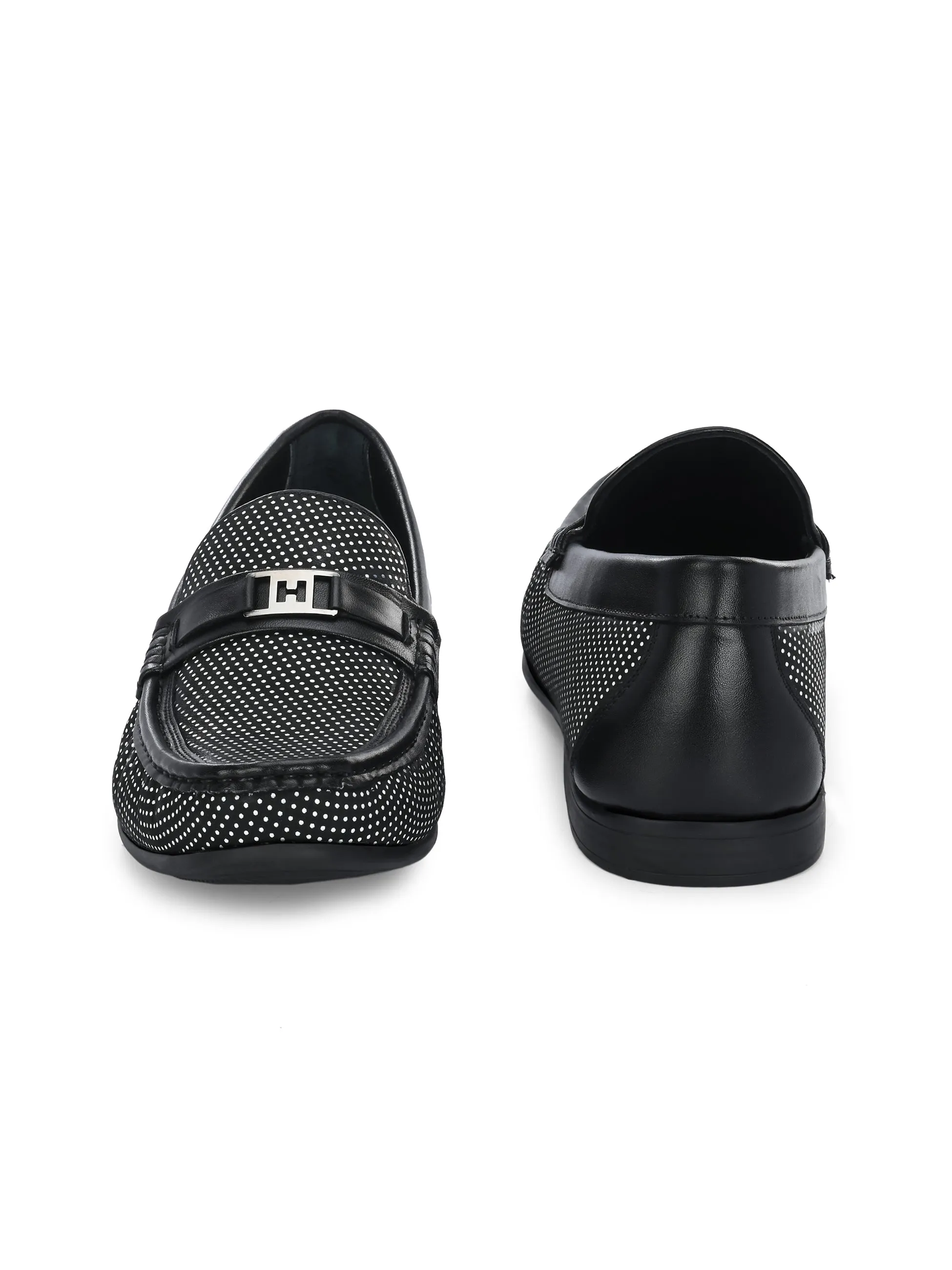 HITZ5345 Men's Black Leather Casual Loafers