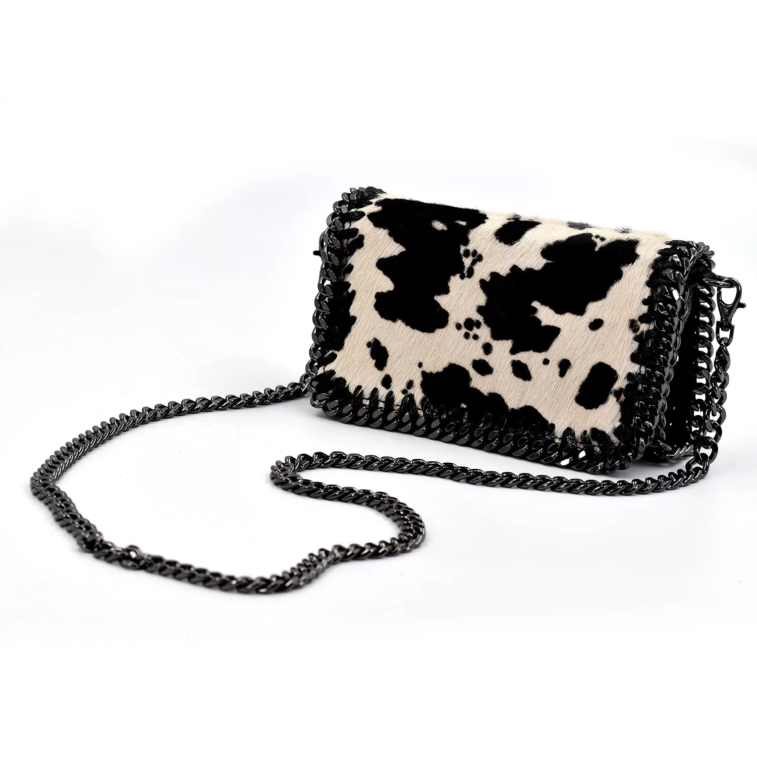 Horse hair clutch bag with shoulder chain