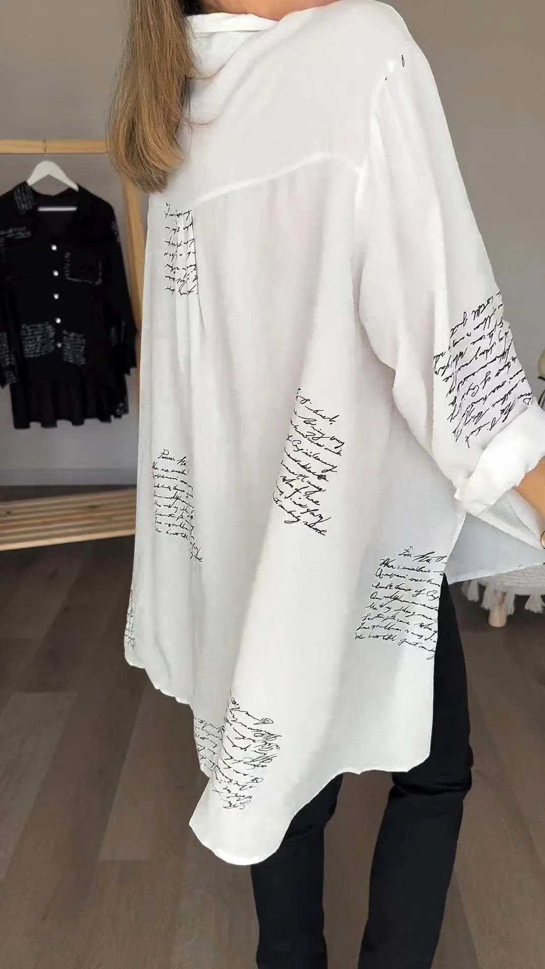 Keirra  Script Print Button-Up Shirt