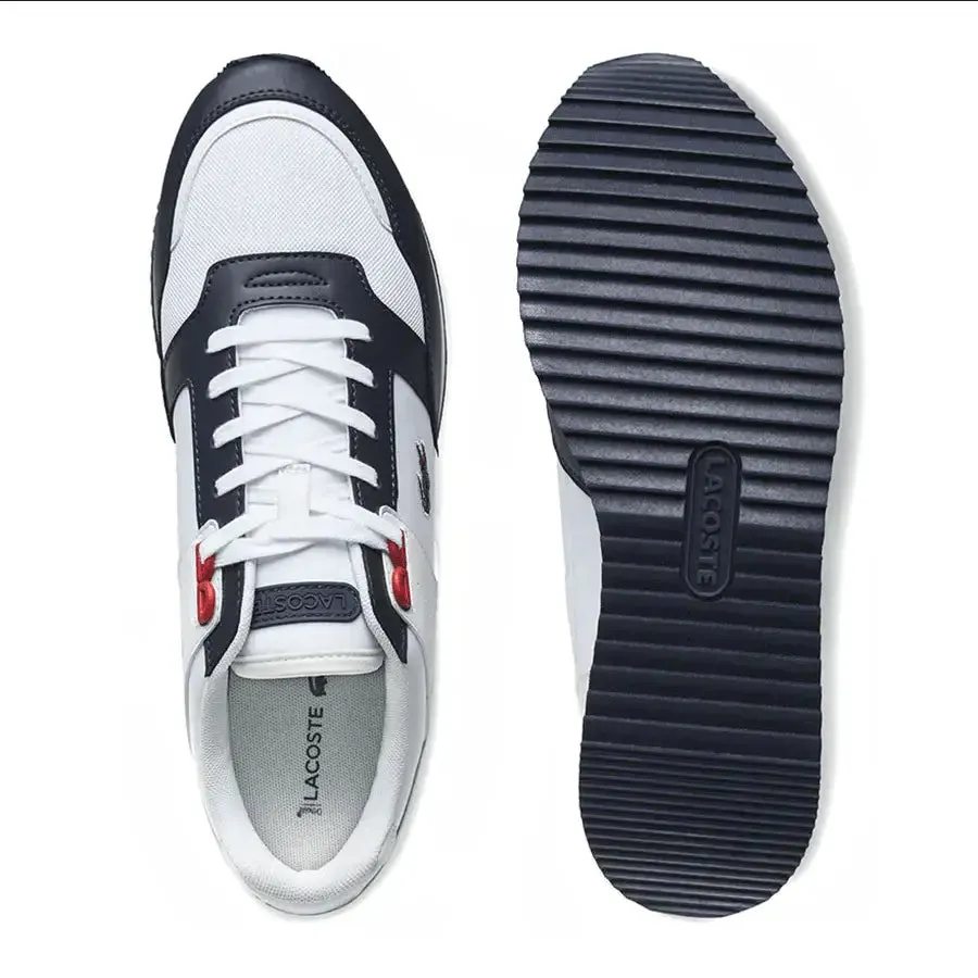 Lacoste Men's Partner Piste Synthetic and Textile Trainers White Navy