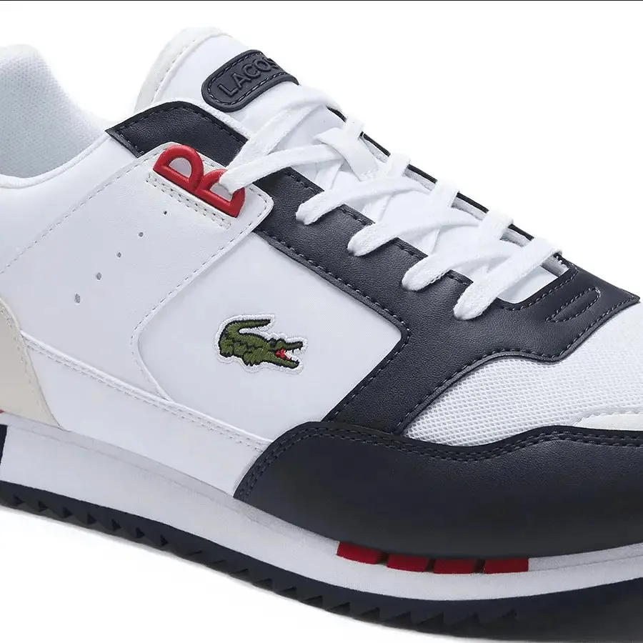 Lacoste Men's Partner Piste Synthetic and Textile Trainers White Navy