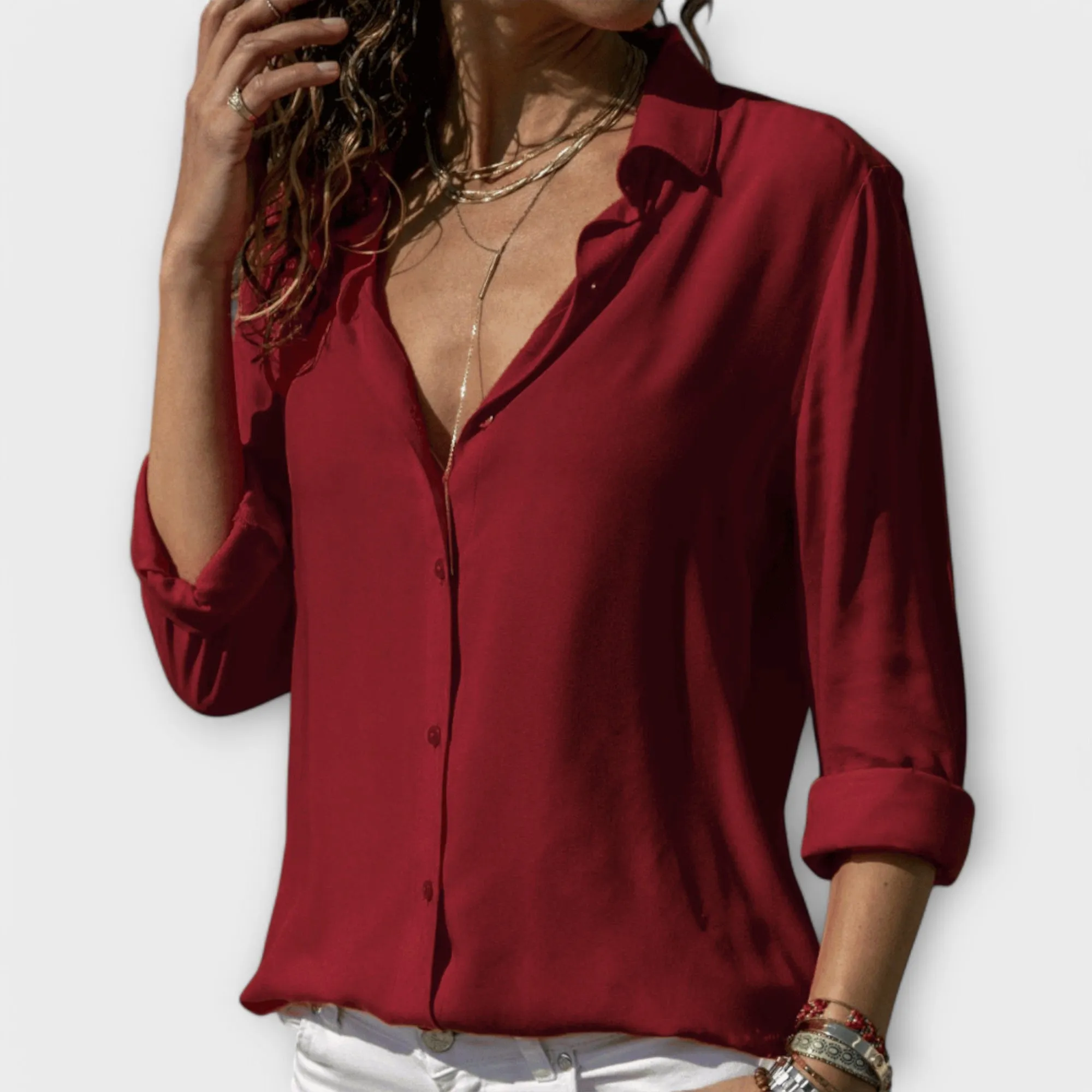 Lianelle  Classic Button-Up Blouse