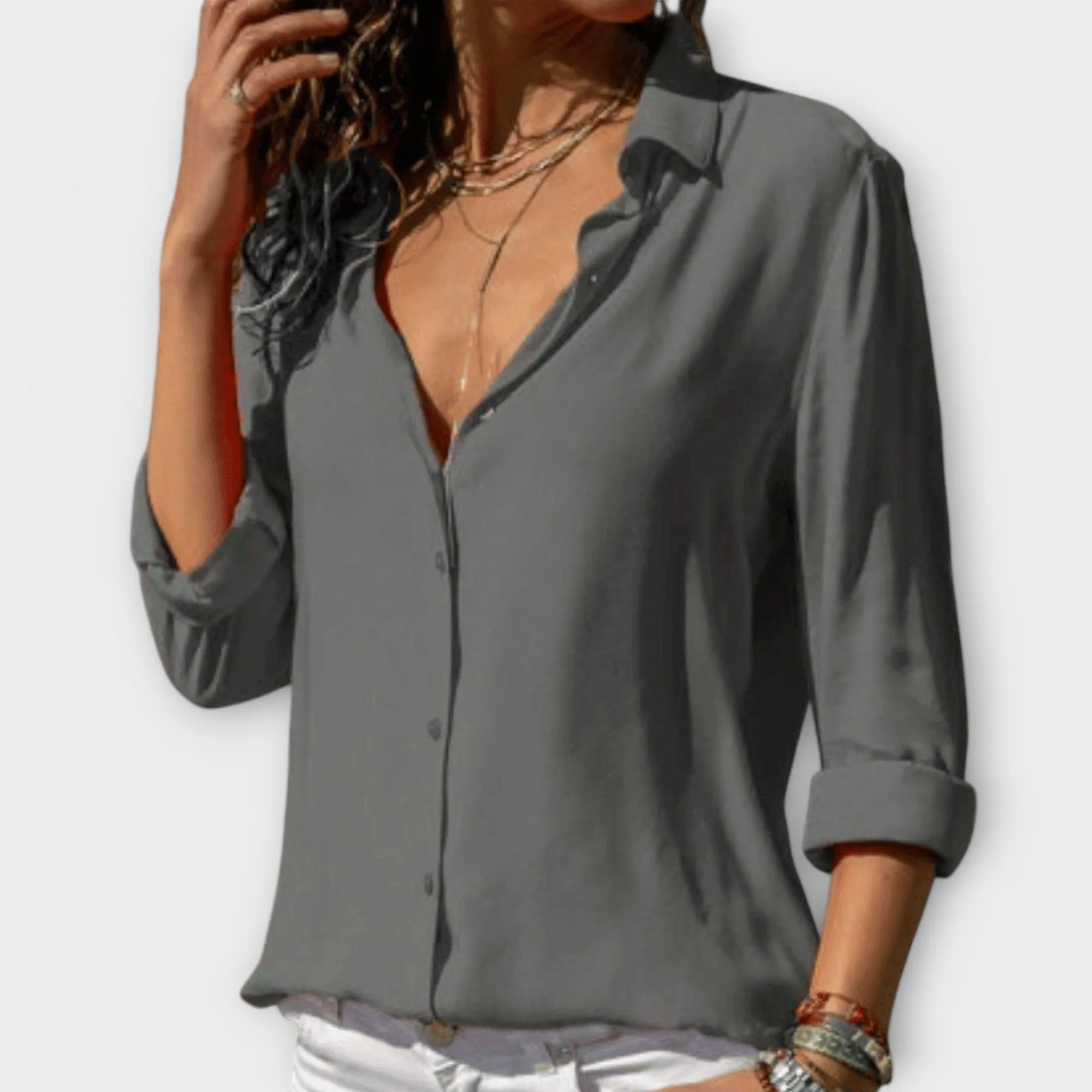 Lianelle  Classic Button-Up Blouse