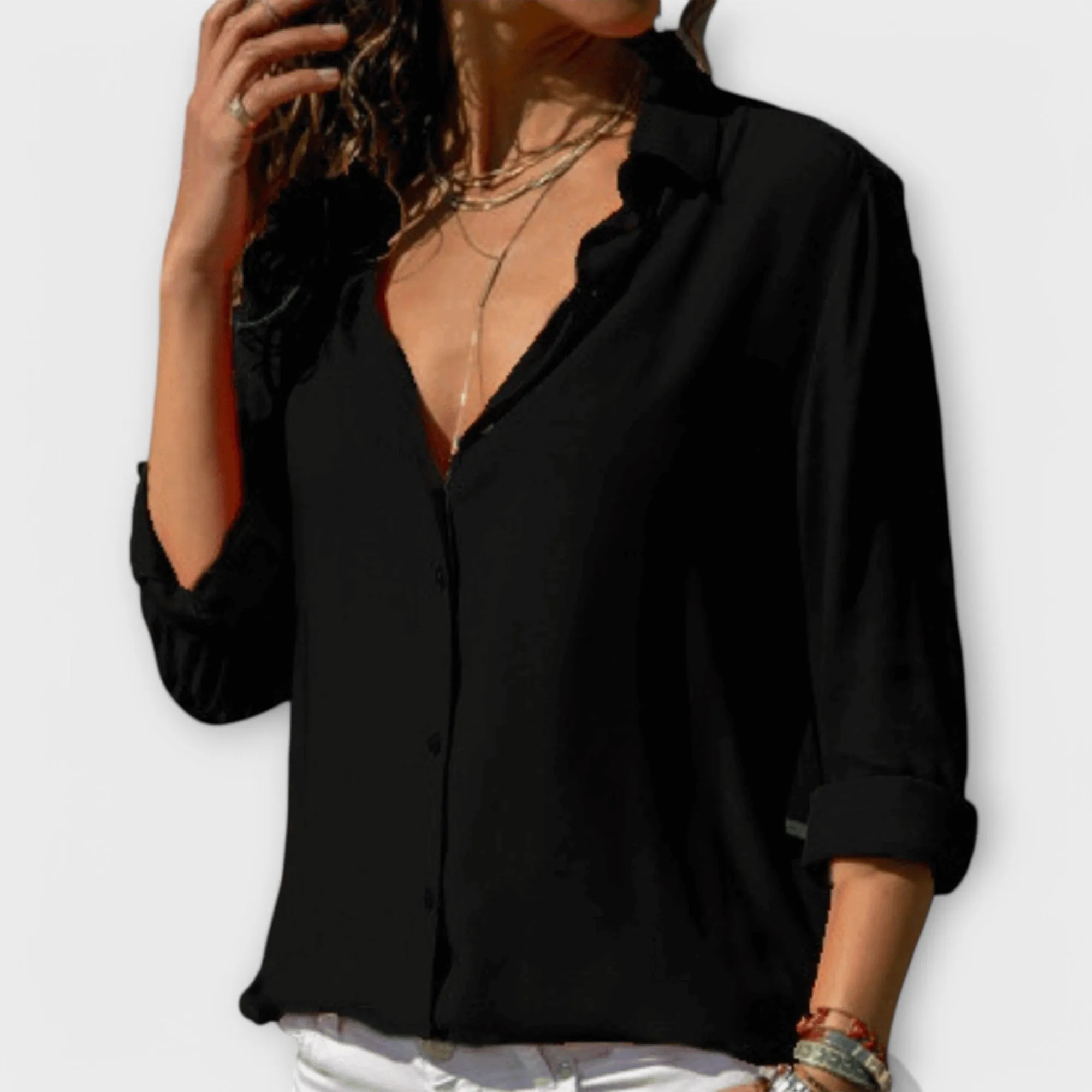 Lianelle  Classic Button-Up Blouse