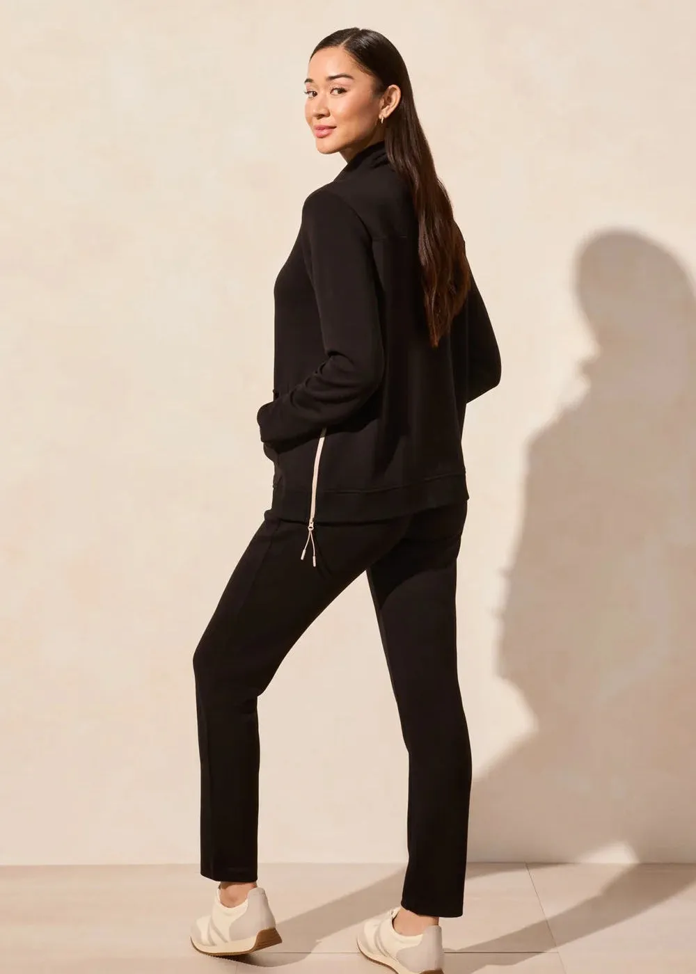 Long Sleeve Mock Neck Cardigan [Black-2064O]