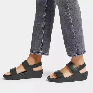 LULU Adjustable Leather Back Strap Sandals // All Black