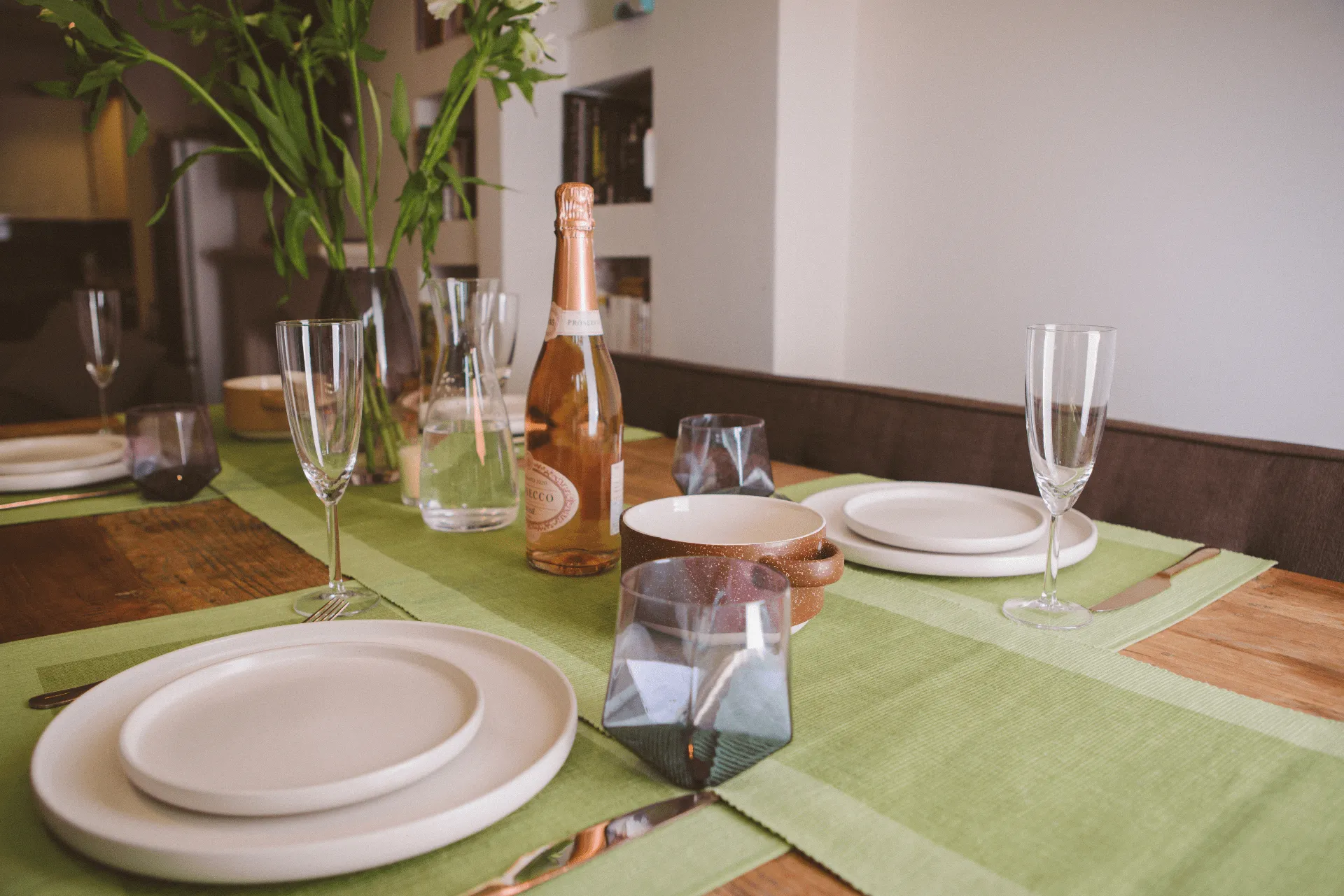 Luxury Table Runner Green - Organic Cotton & Handmade