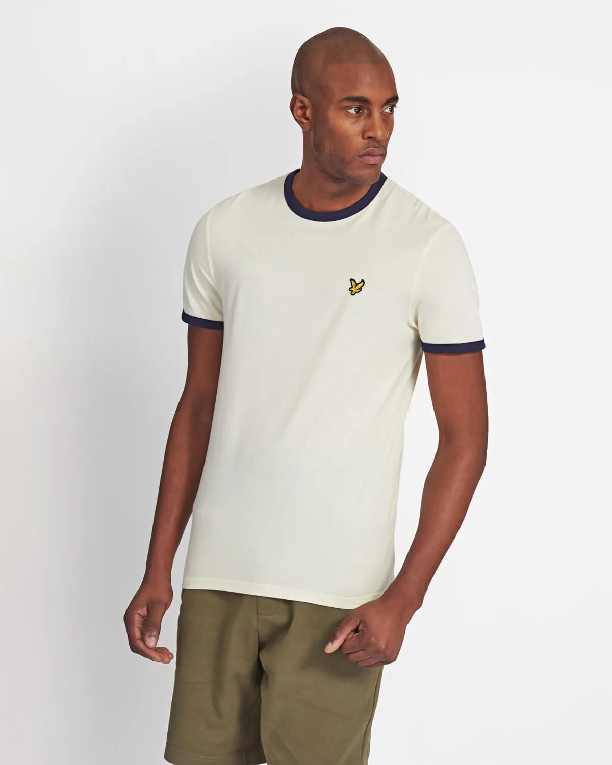 Lyle & Scott Ringer T-Shirt in White Navy