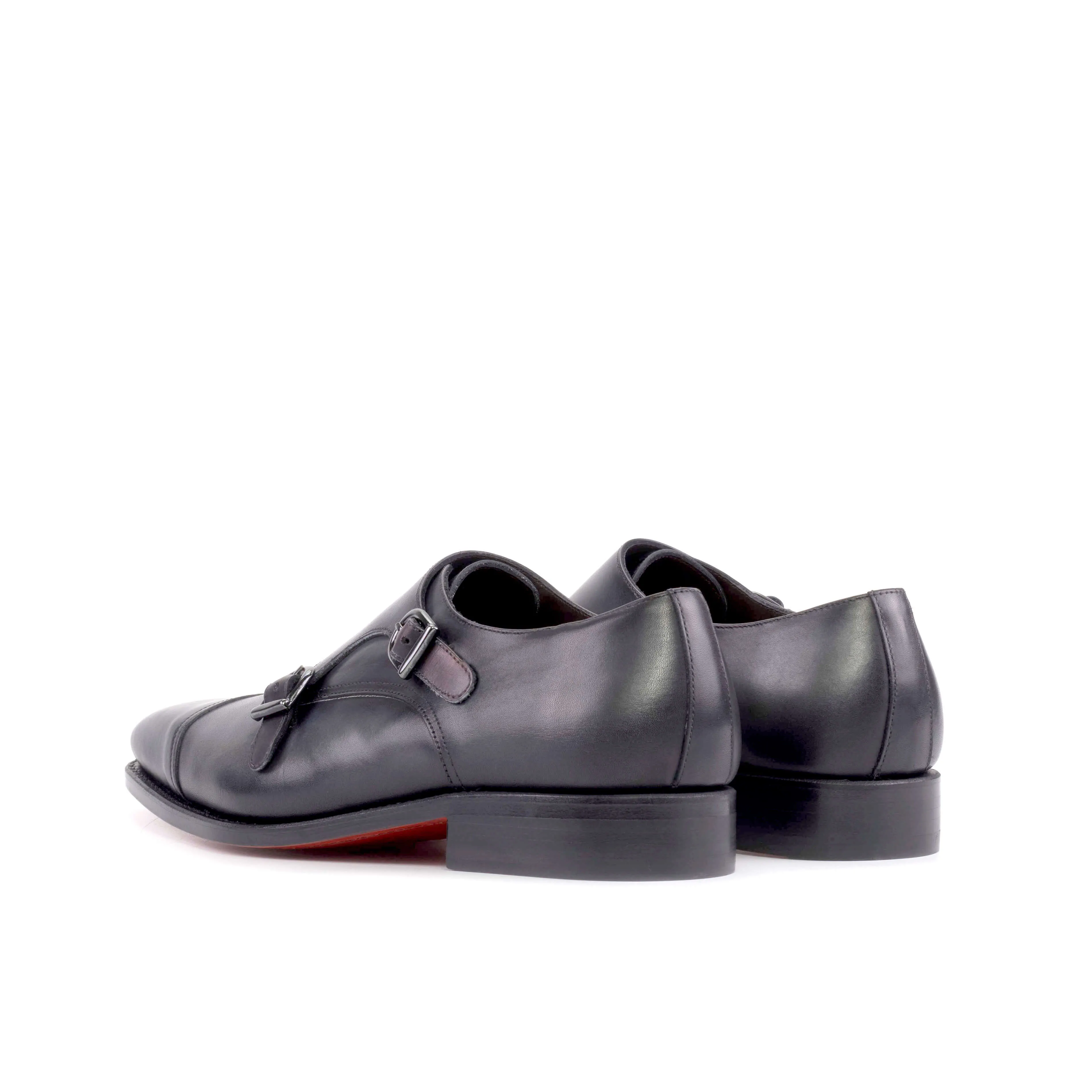 Men's Black Double Monk with Red Sole.