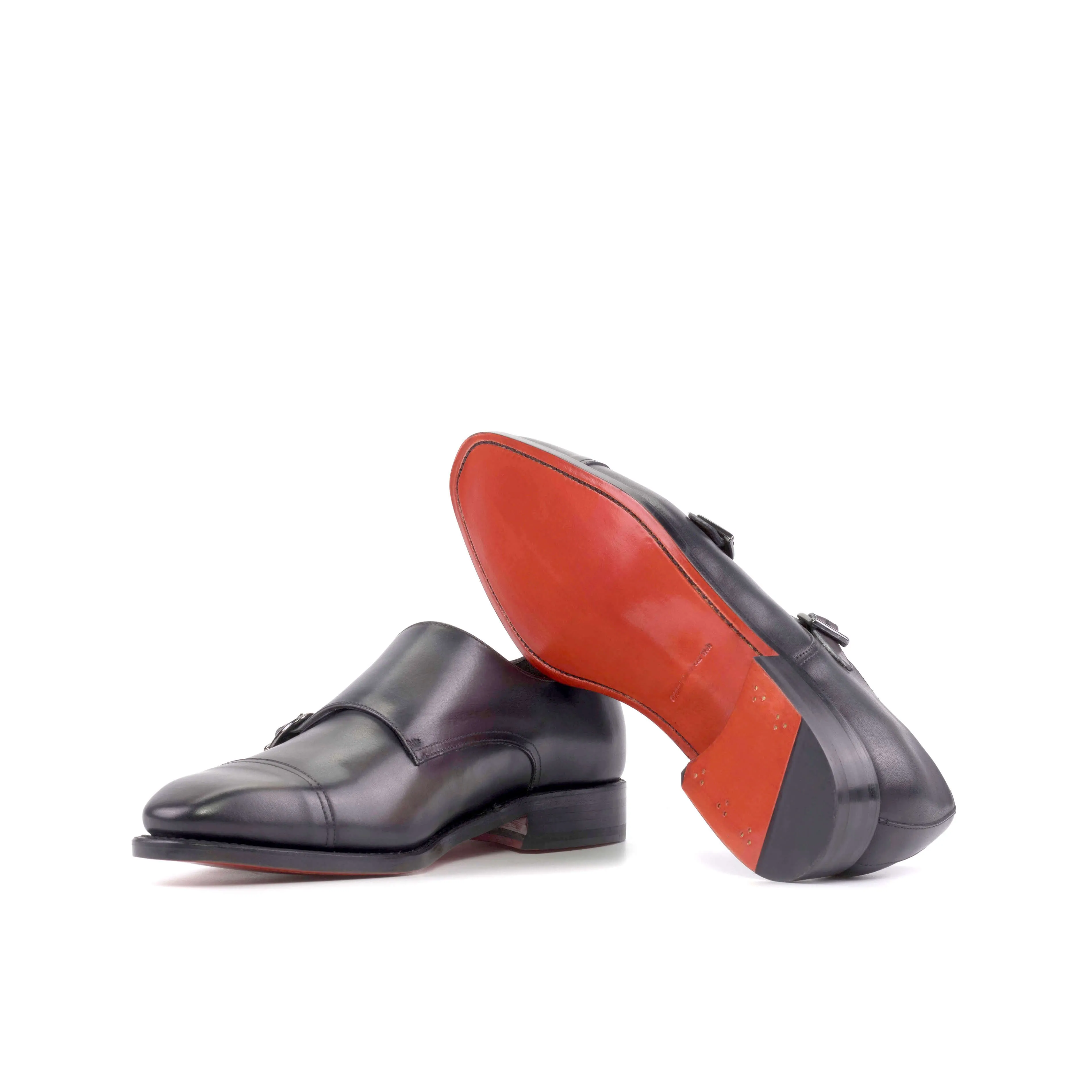 Men's Black Double Monk with Red Sole.