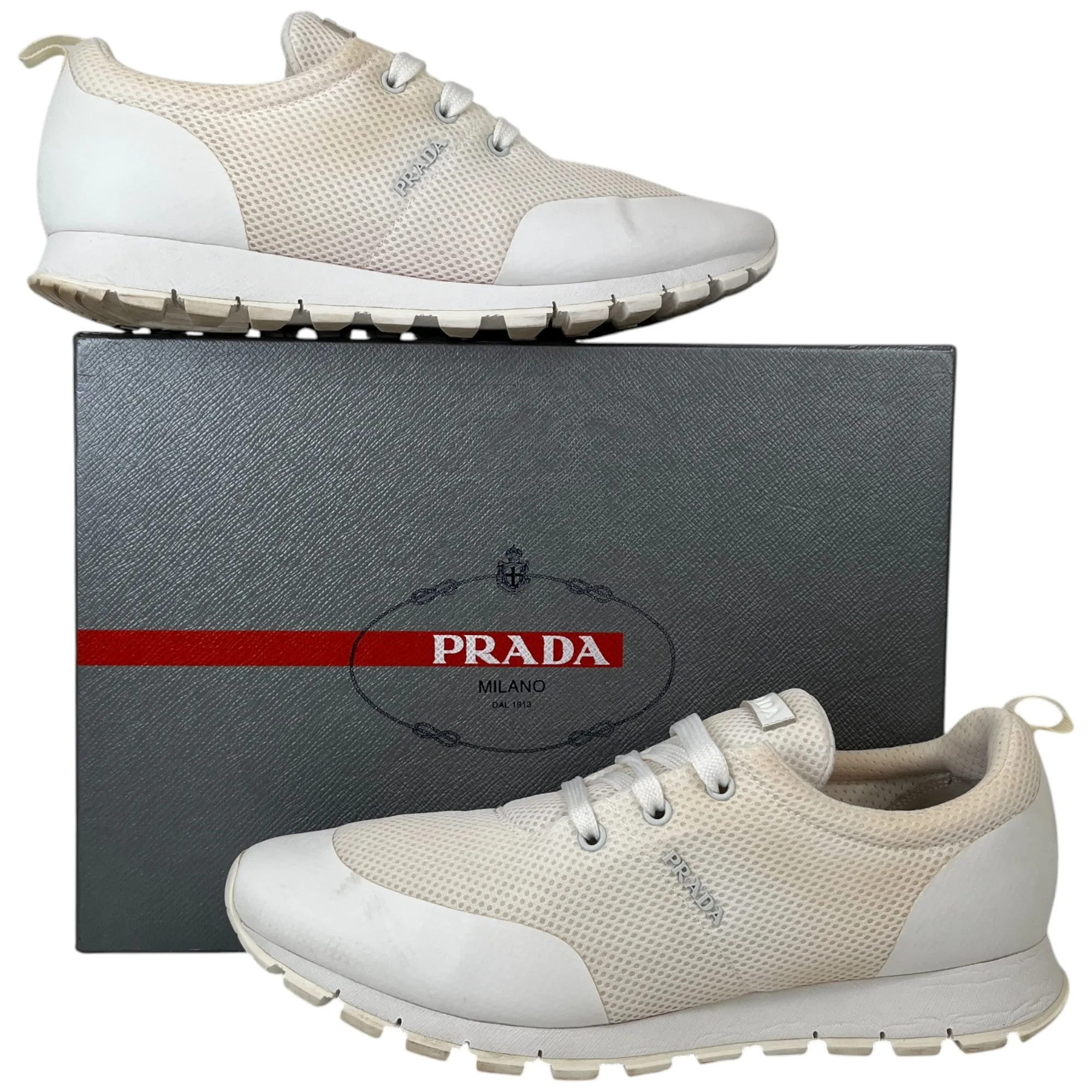 Men's Logo Runners Low Trainers Cream Size EU 44.5 / UK 10.5