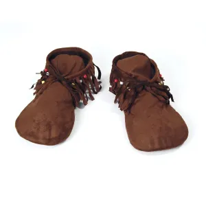 Native American Inspired Mens Hippy Moccasins Brown