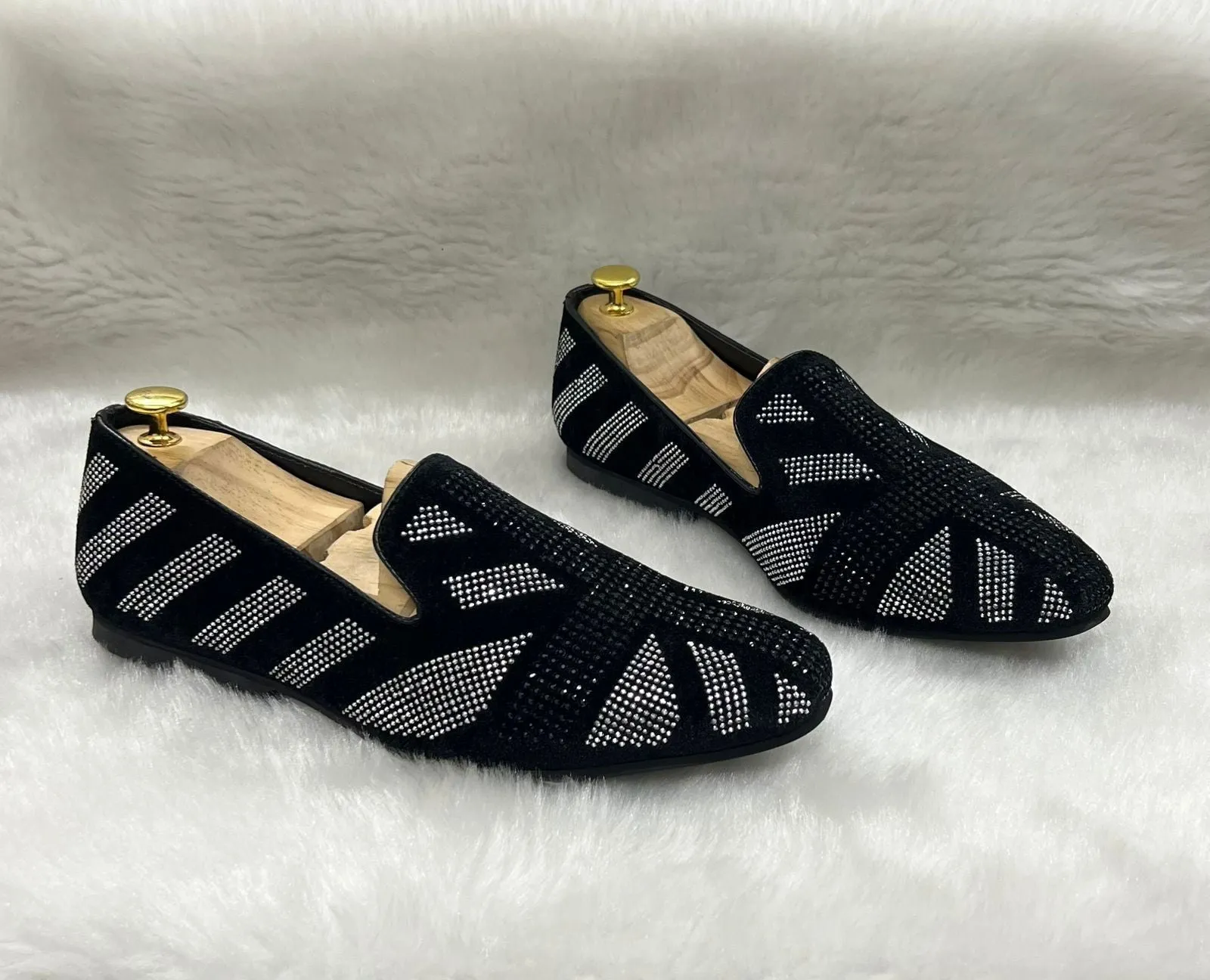 New Rhinestone Moccasins Black