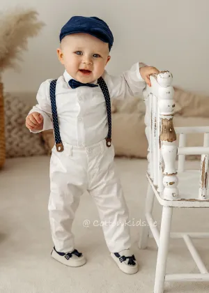 Newborn Boy White Cotton Trousers