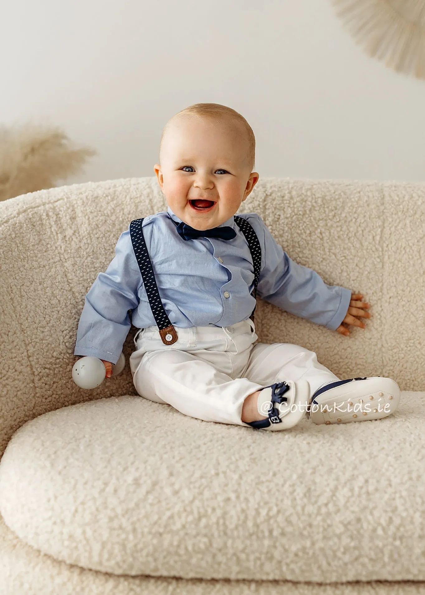 Newborn Boy White Cotton Trousers