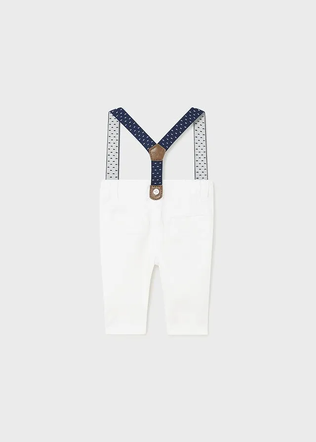 Newborn Boy White Cotton Trousers