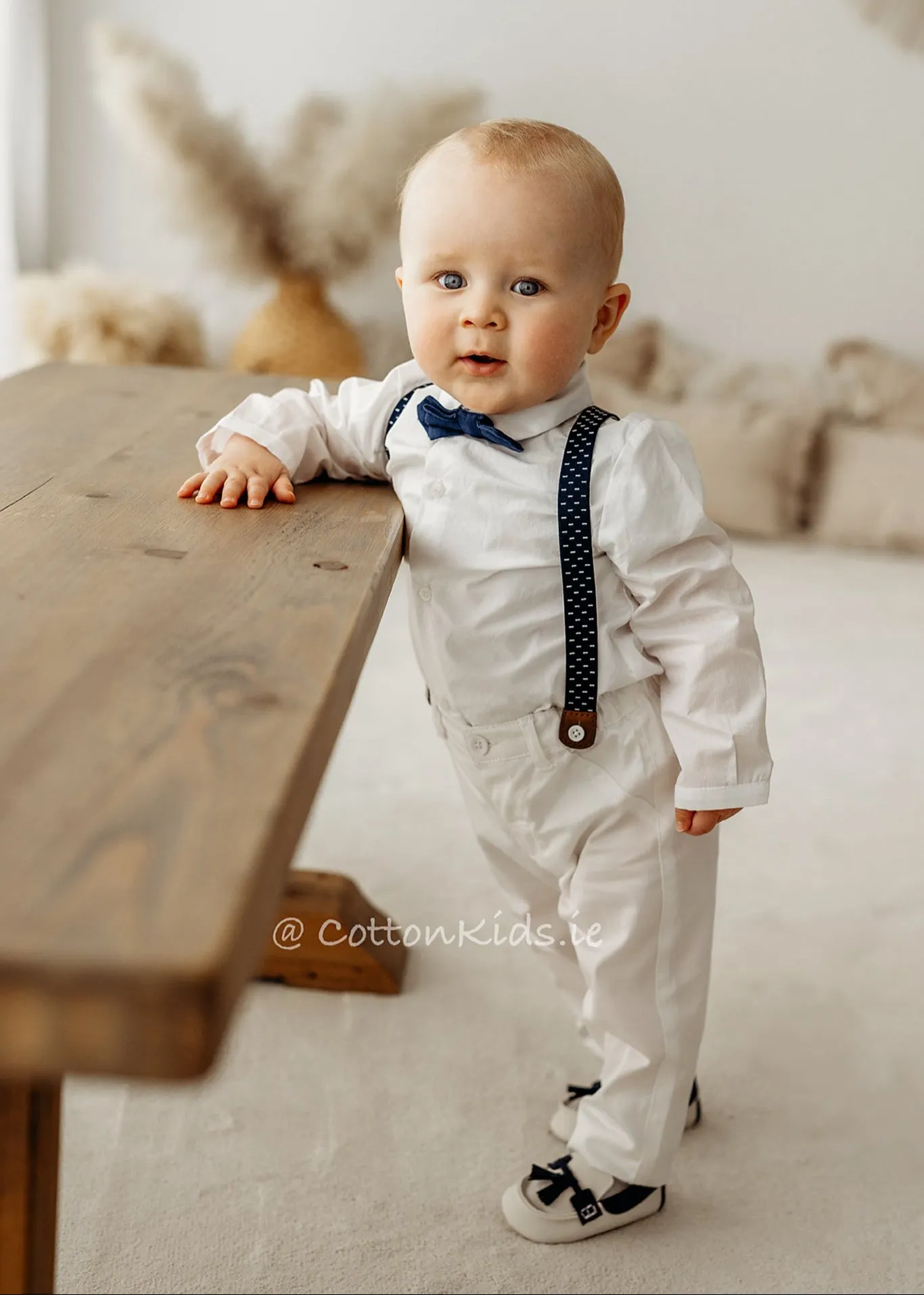 Newborn Boy White Cotton Trousers