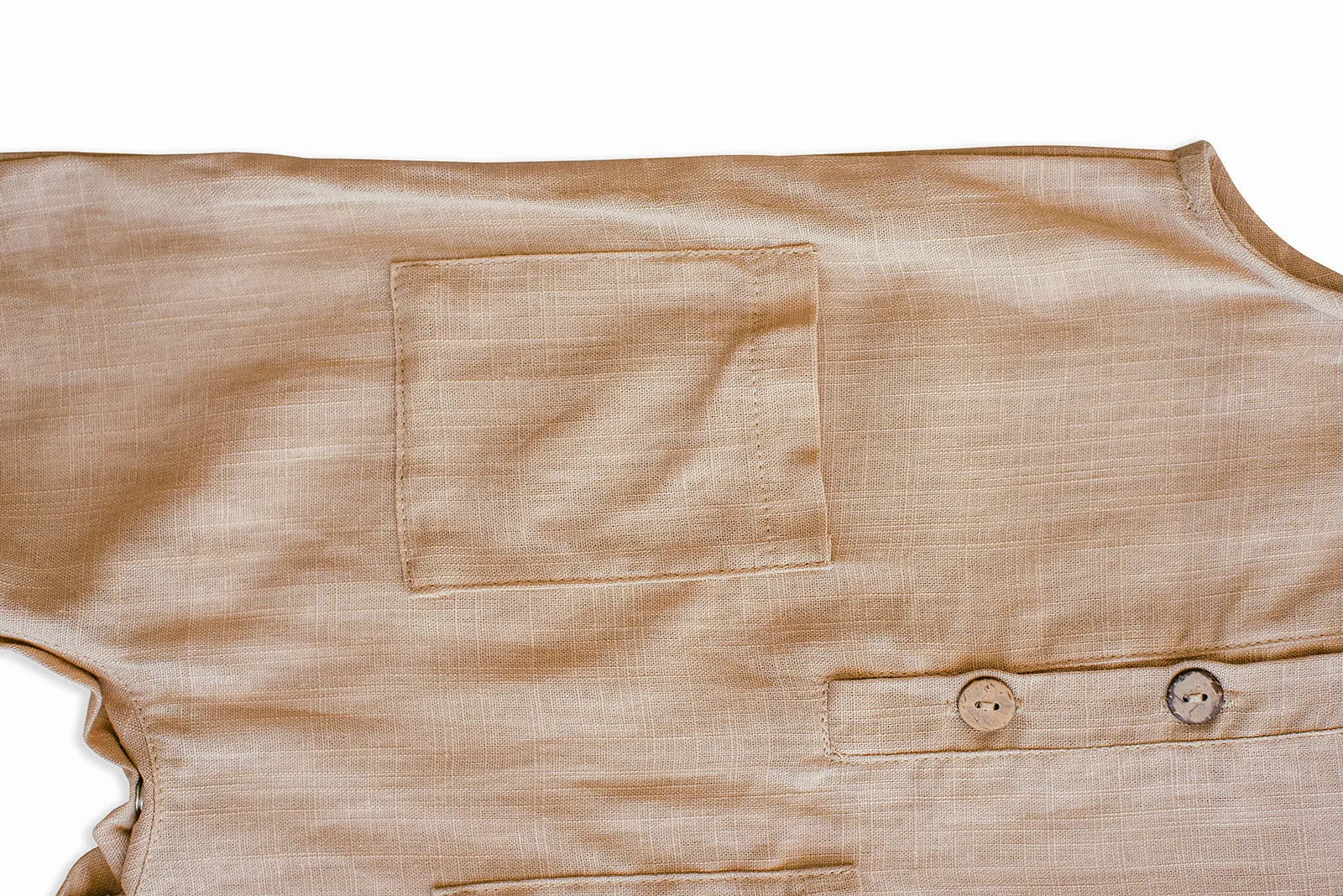 Oatmeal Cropped Linen Baby Romper by Babe Basics