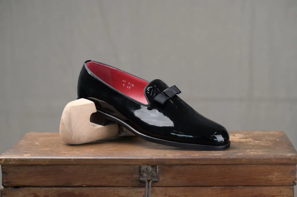 OPW Ribbon Black Tie Patent Loafers