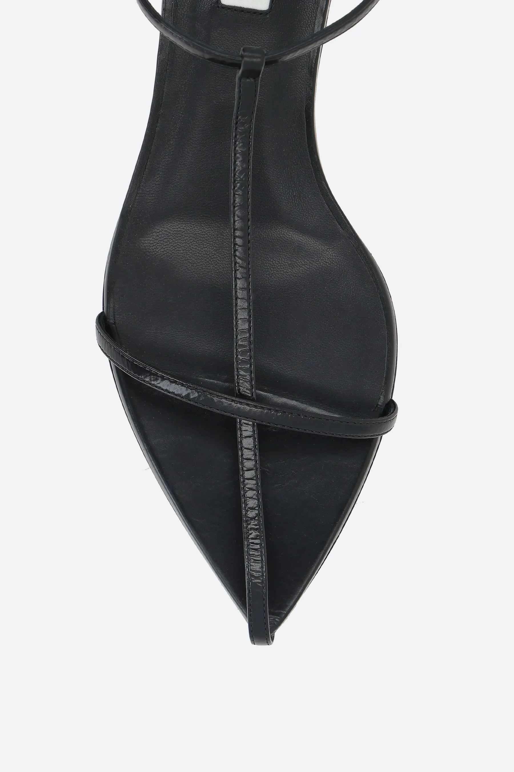 Paper-effect leather flat sandals