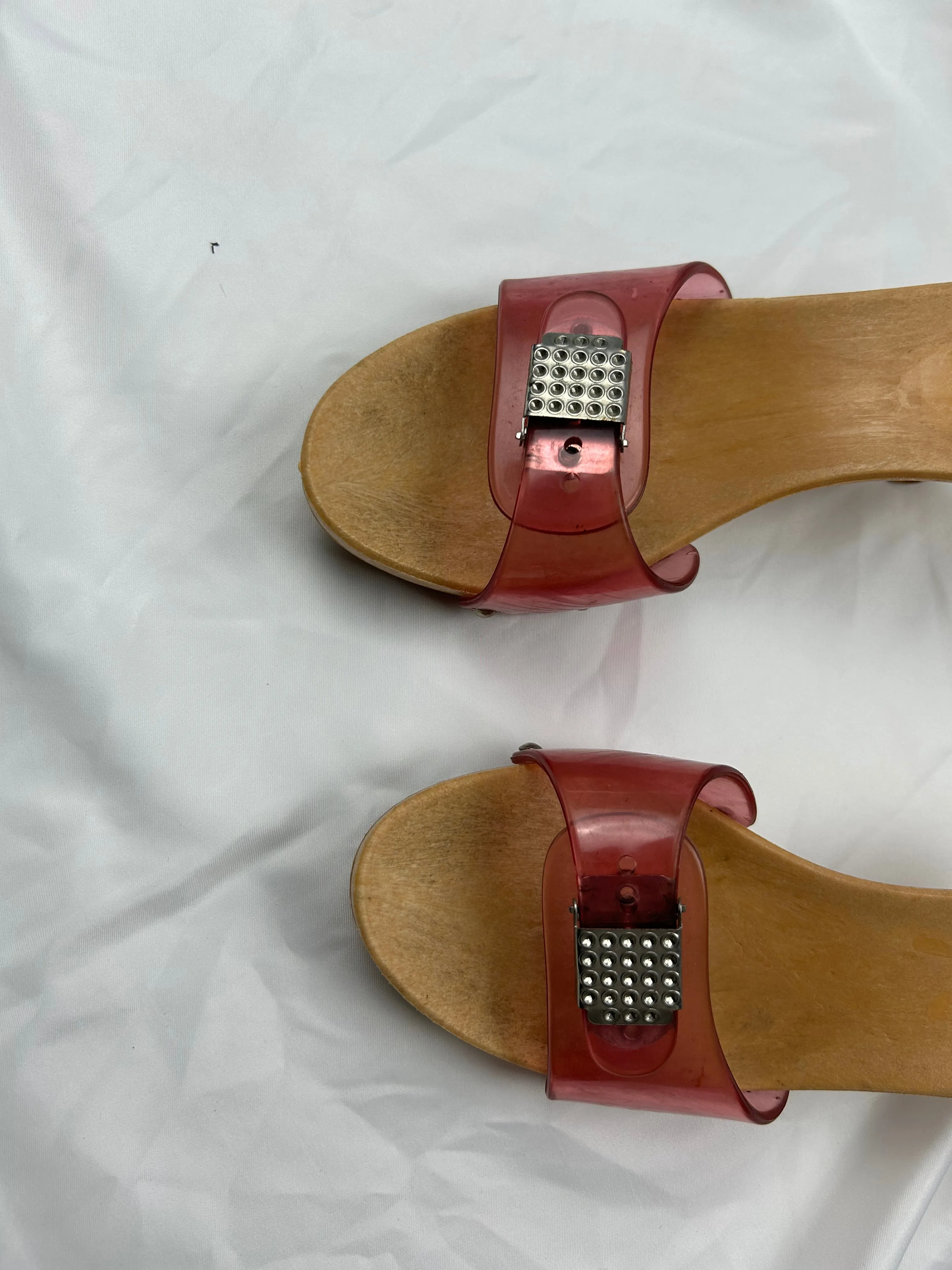 Pink pvc kitten heels mules  (37)