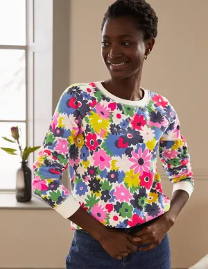 Printed Cotton Sweatshirt-Ivory, Paintbox Ditsy