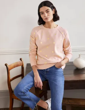 Printed Cotton Sweatshirt-Milkshake/Gold, Paradise Palm