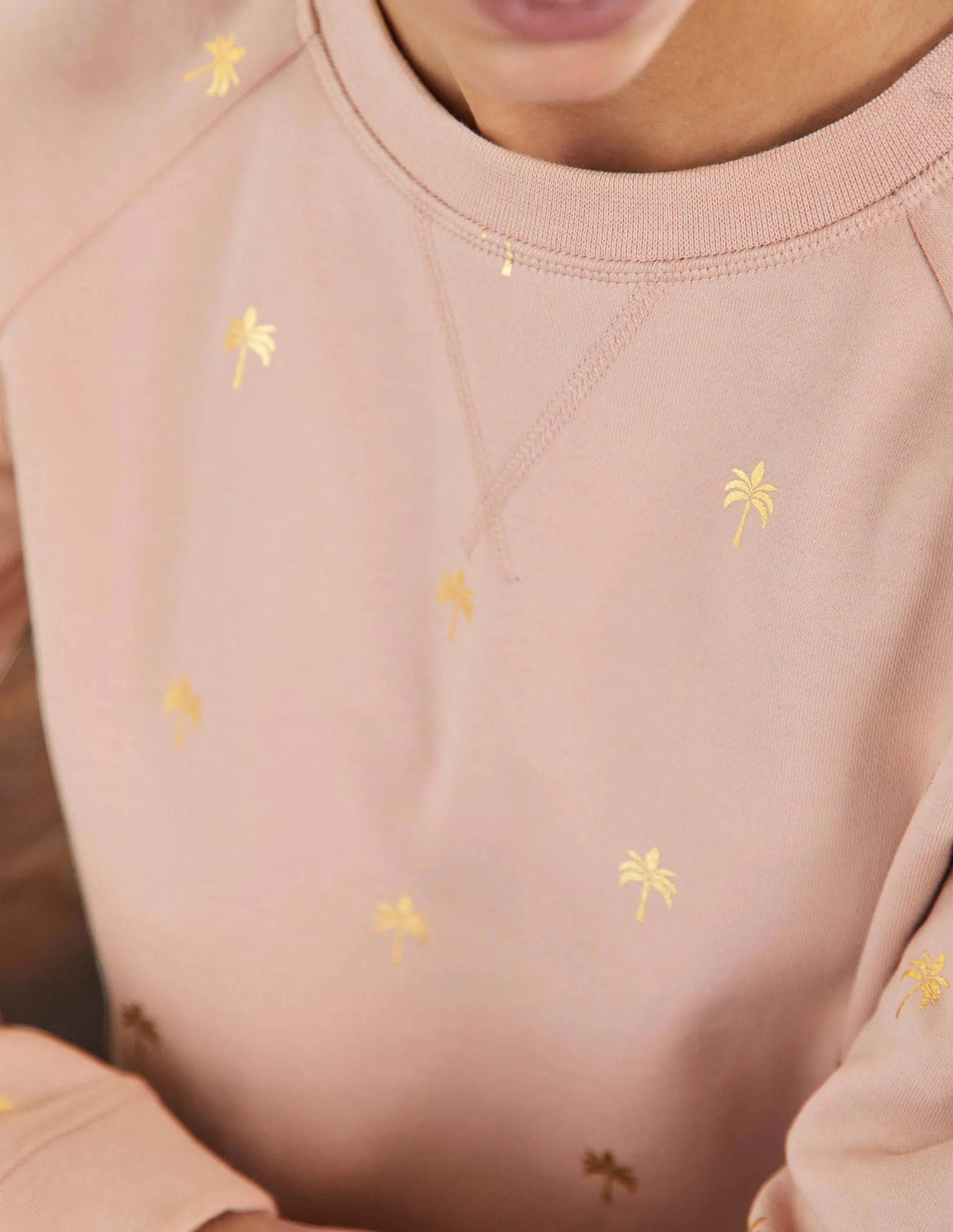 Printed Cotton Sweatshirt-Milkshake/Gold, Paradise Palm